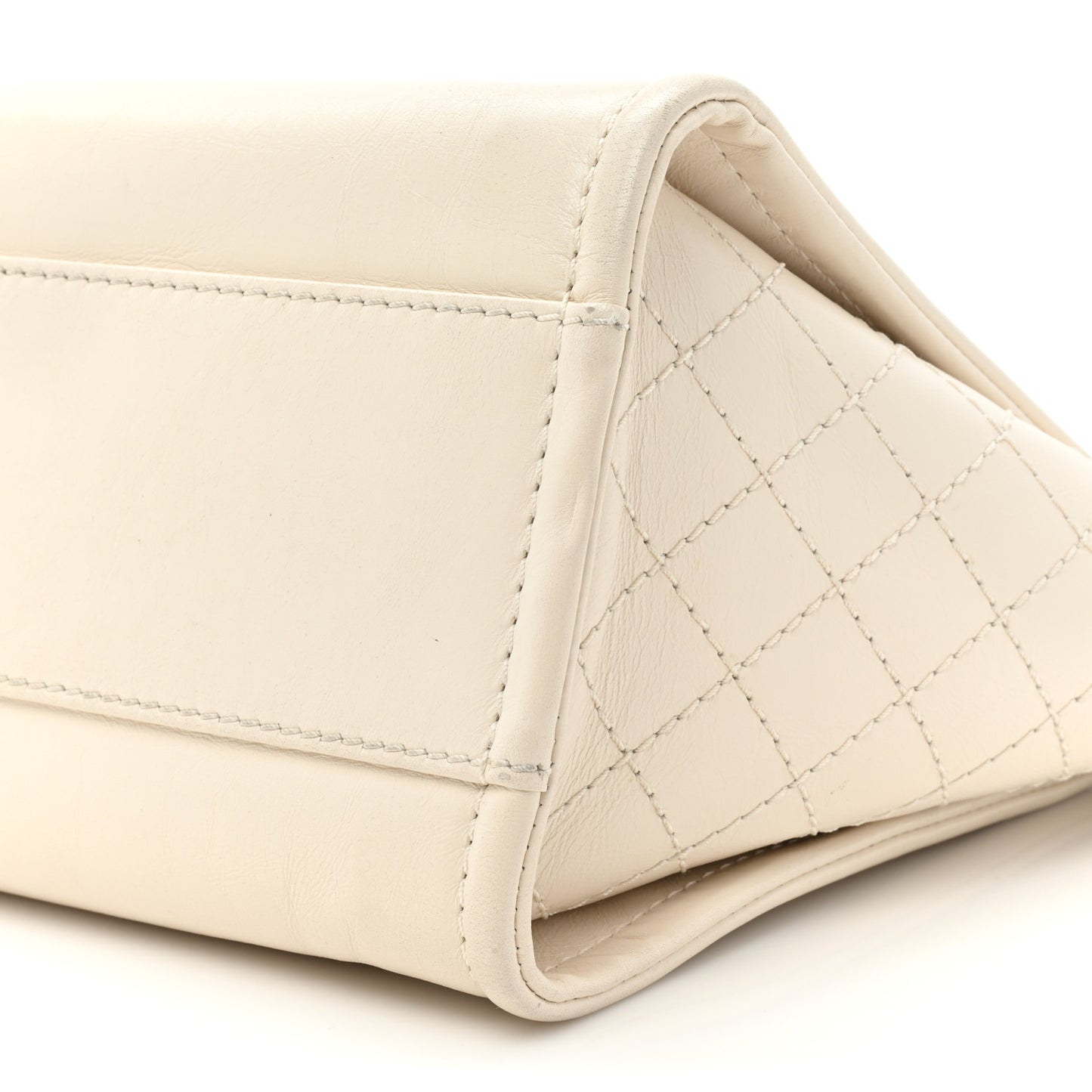 Aged Calfskin Small Charms Deauville Tote White