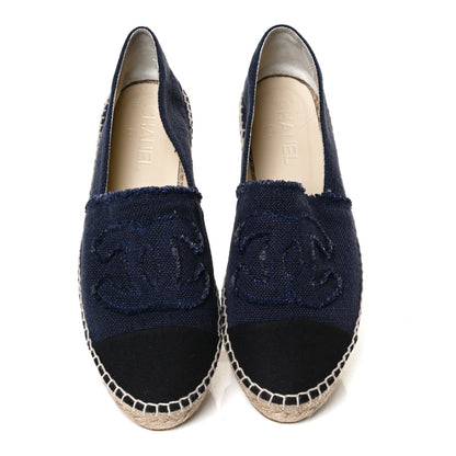 Chanel Linen CC Espadrilles 40 Blue Black 5 of 11