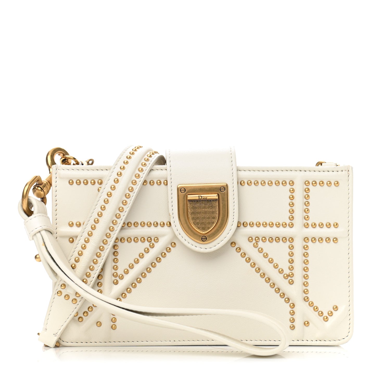 Lambskin Studded Phone Case Diorama Latte