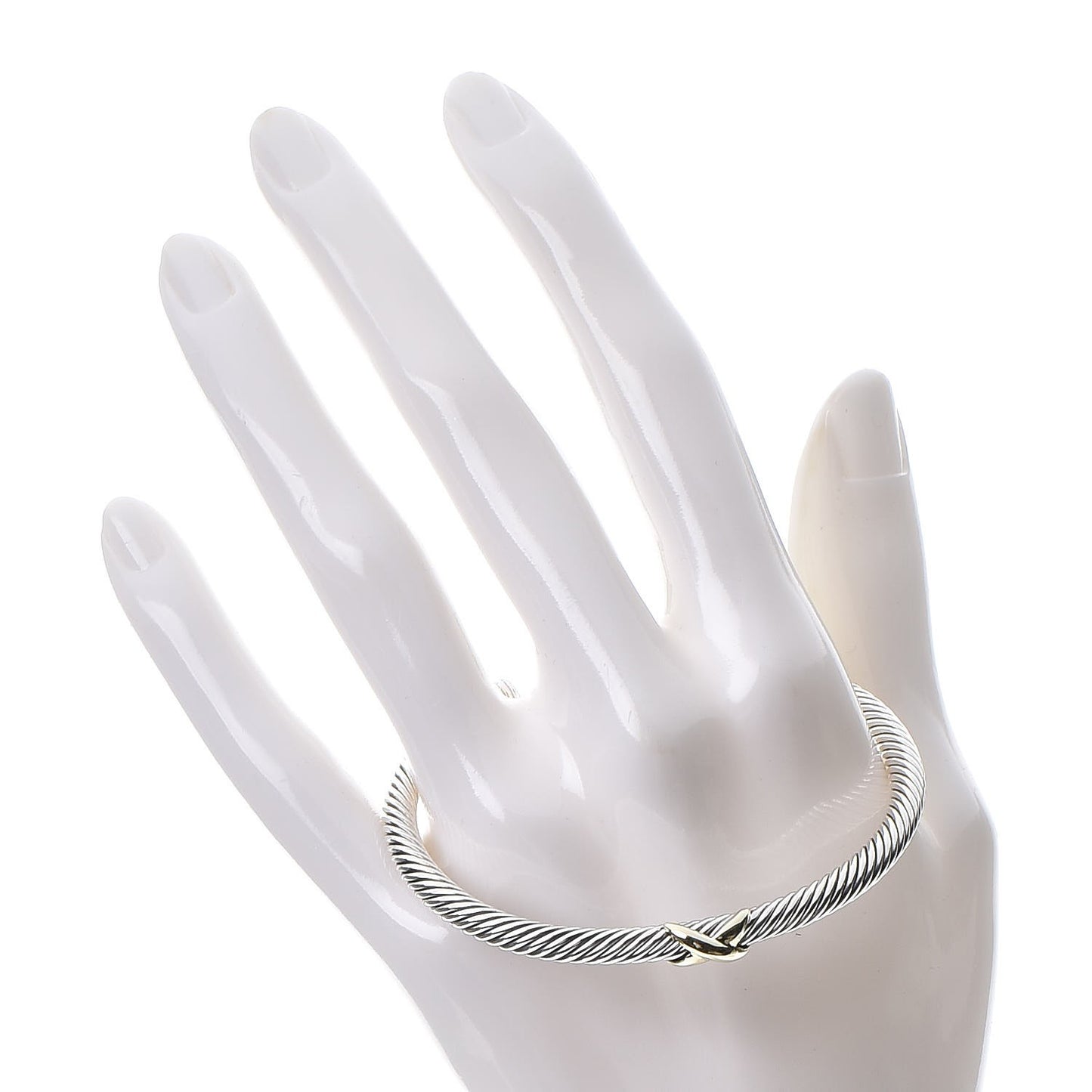 Sterling Silver 18K Yellow Gold 4mm X Station Cable Bracelet