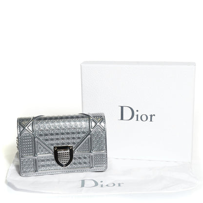 Christian Dior Metallic Patent Micro-Cannage Baby Diorama Flap Bag Silver 4 of 8