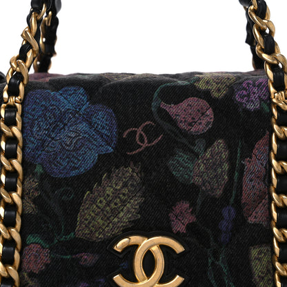 Chanel Denim Printed Destination Chenonceau Shoulder Bag Charcoal Multicolor 8 of 10