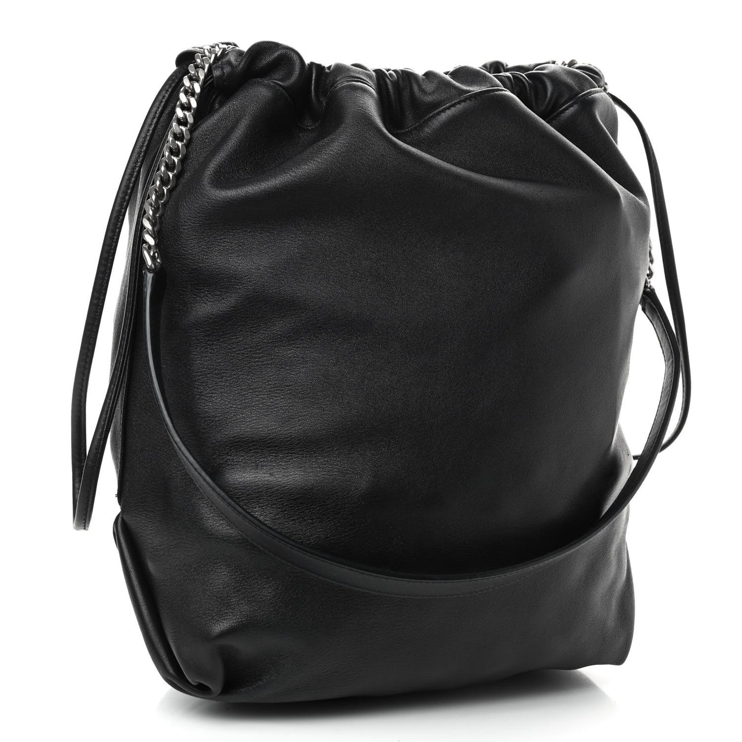 Lambskin Teddy Drawstring Bag Black