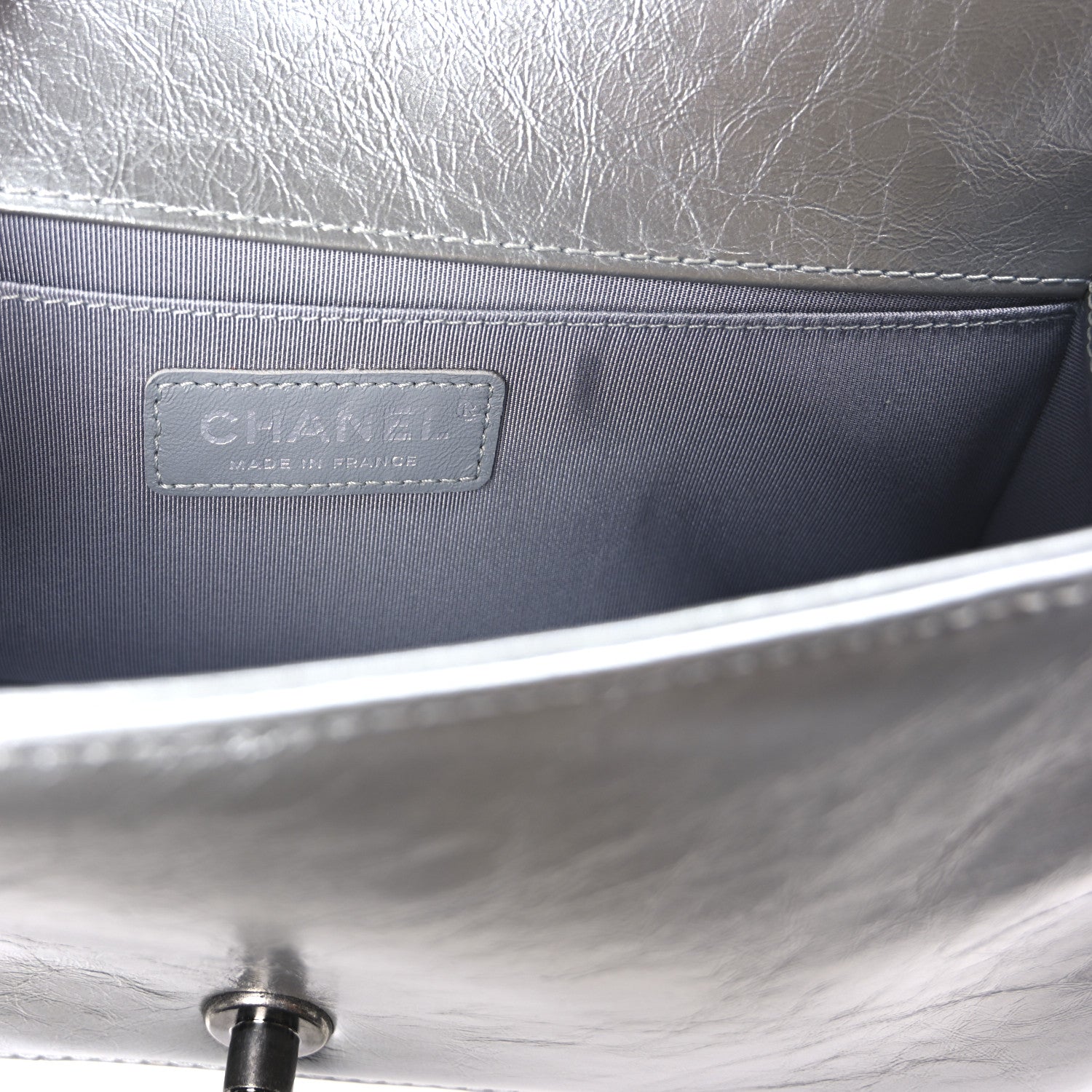 Chanel Metallic Calfskin Quilted Medium Top Handle Boy Flap Silver 6 of 11
