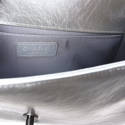 Chanel Metallic Calfskin Quilted Medium Top Handle Boy Flap Silver 6 of 11