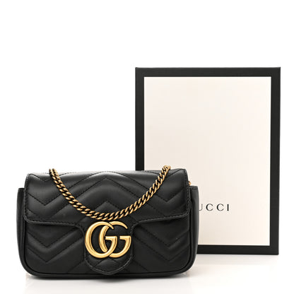 Gucci Calfskin Matelasse Super Mini GG Marmont Shoulder Bag Black 15 of 15
