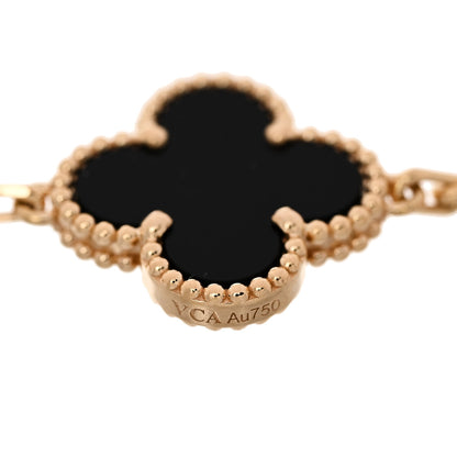 Van Cleef & Arpels 18K Yellow Gold Black Onyx 5 Motifs Vintage Alhambra Bracelet 3 of 5