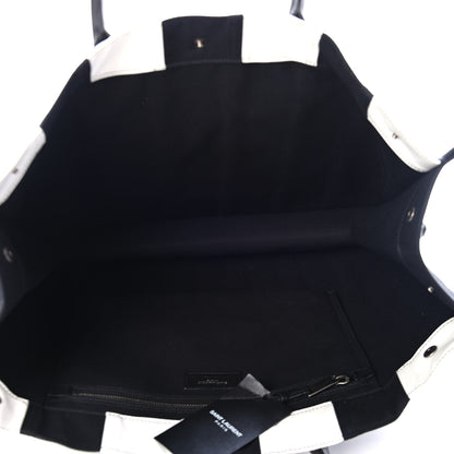 Saint Laurent Canvas Noe Striped Tote Black White 4 of 4
