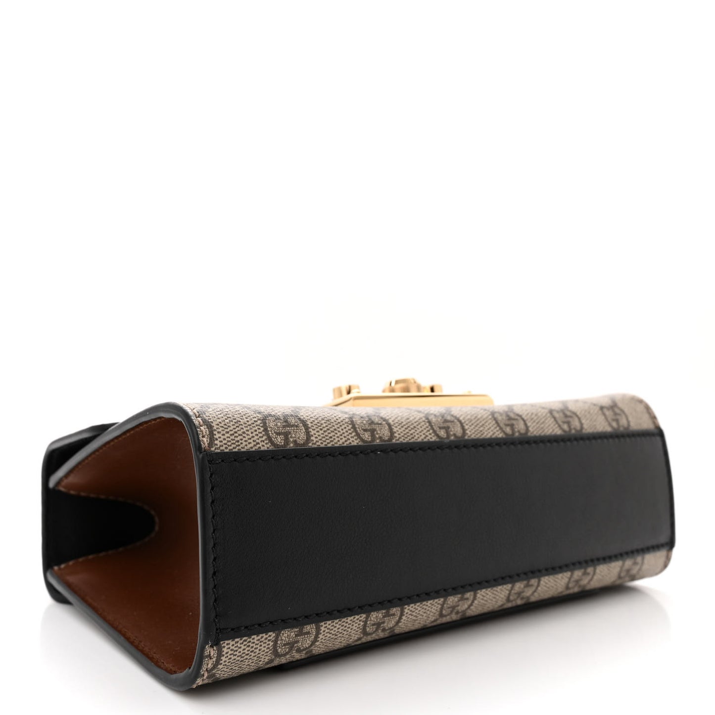 GG Supreme Monogram Calfskin Small Padlock Shoulder Bag Beige Black Cuir