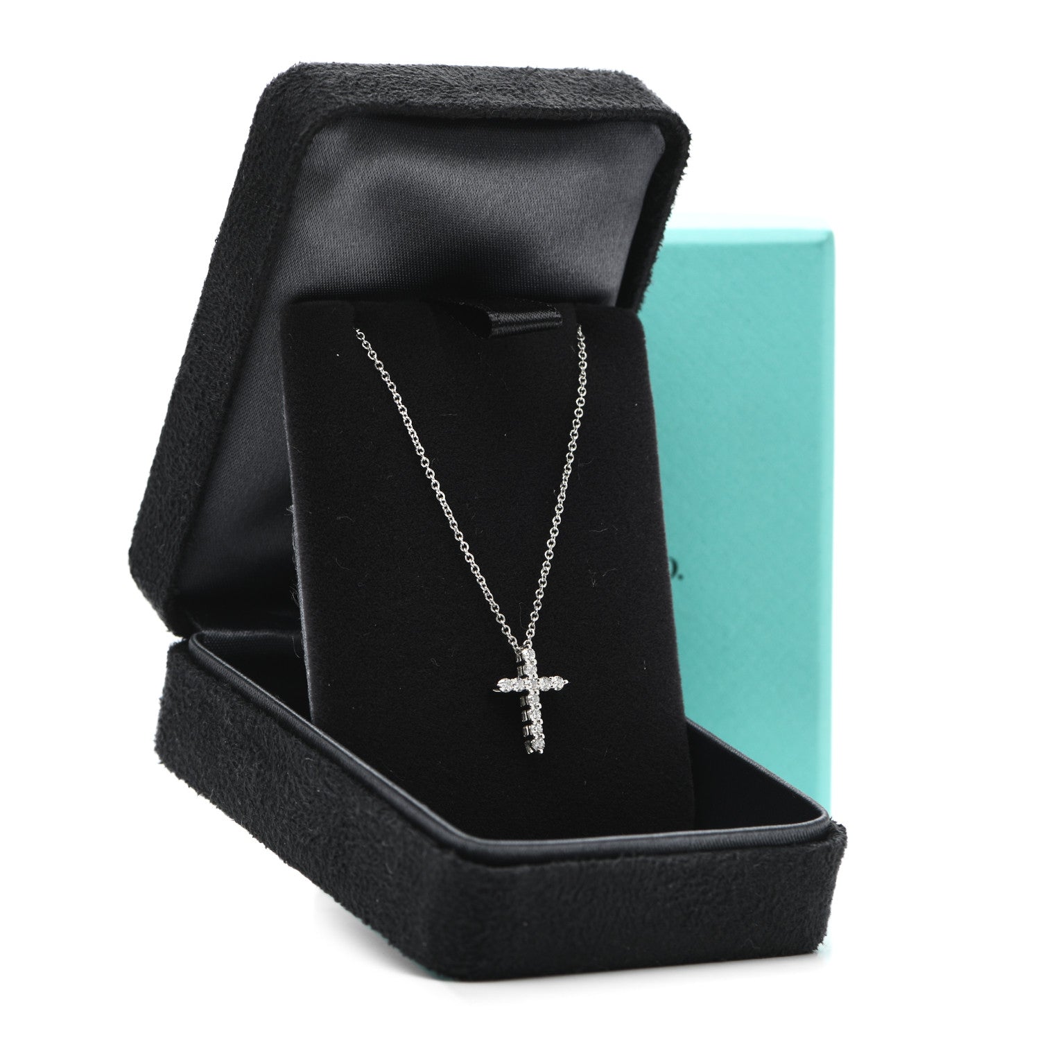 Tiffany Platinum Diamond Mini Cross Pendant Necklace 5 of 5