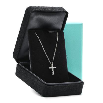 Tiffany Platinum Diamond Mini Cross Pendant Necklace 5 of 5