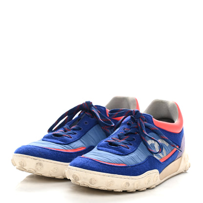 Chanel Wool Nylon Lambskin Suede Calfskin Womens Logo Sneakers 40.5 Blue Coral 3 of 10