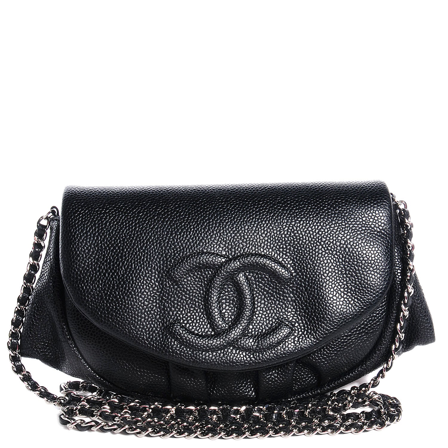 Chanel Caviar Half Moon Wallet On Chain WOC Black 1 of 8