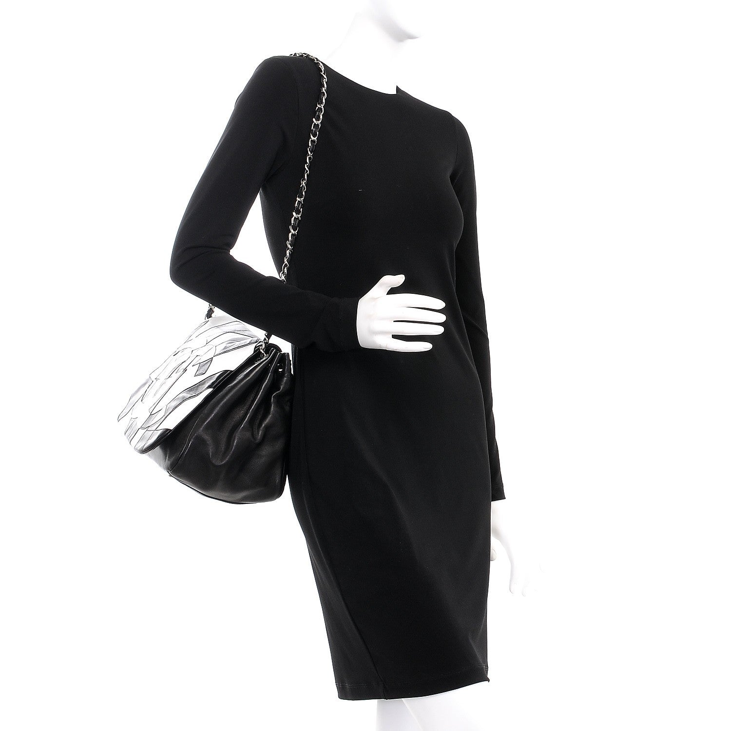 Chanel Lambskin Patchwork Accordion Flap Black White 2 of 10