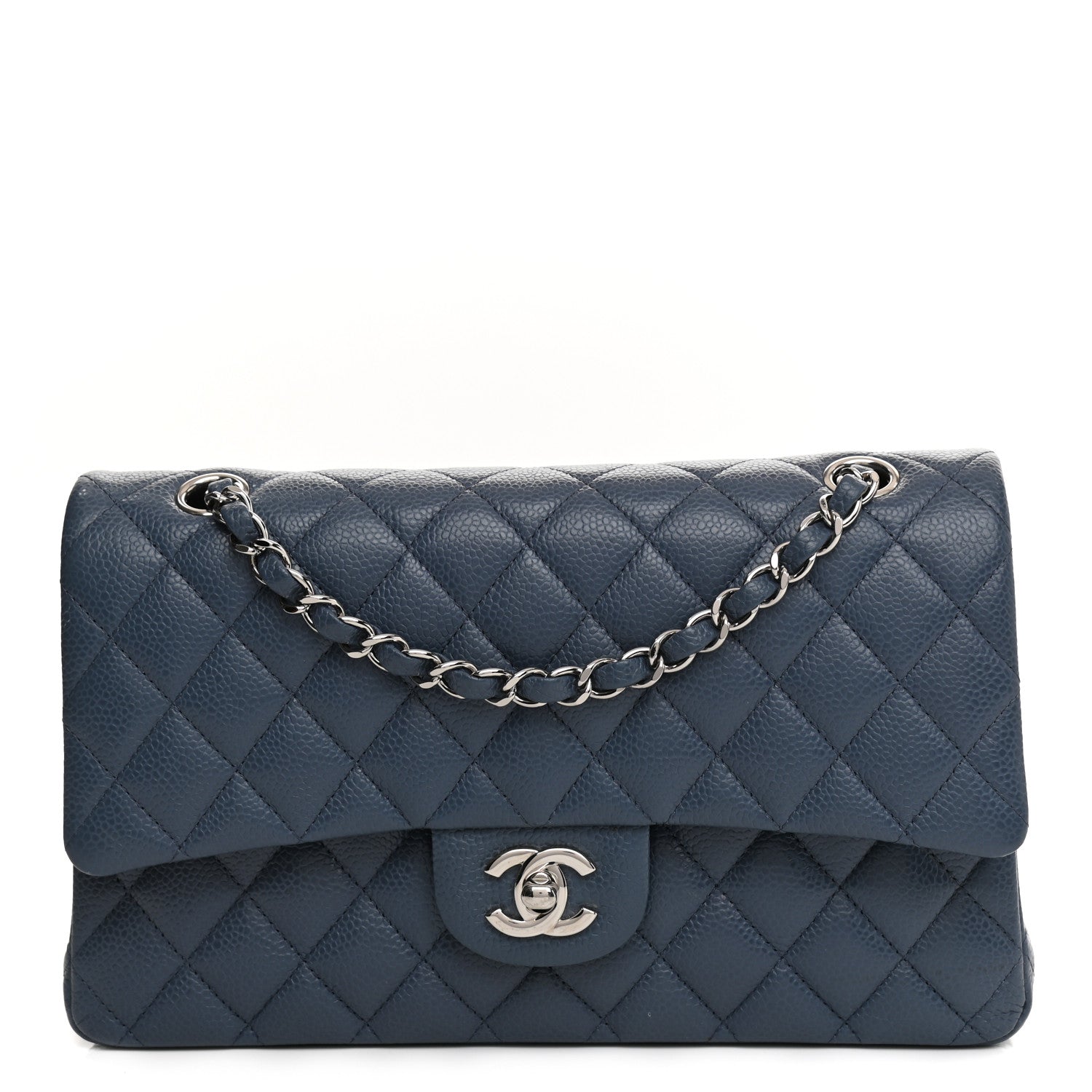 Chanel Caviar Quilted Medium Double Flap Blue 2 of 23