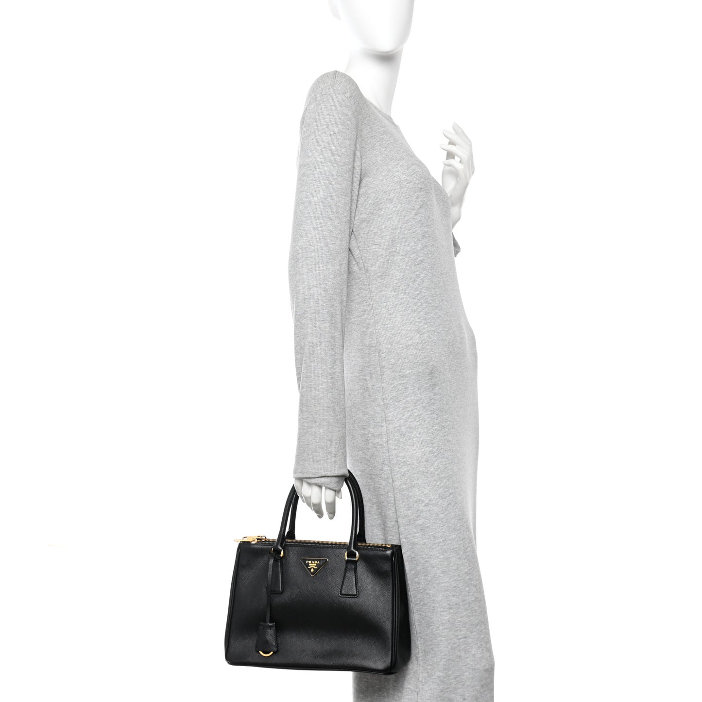 Saffiano Small Galleria Double Zip Tote Black