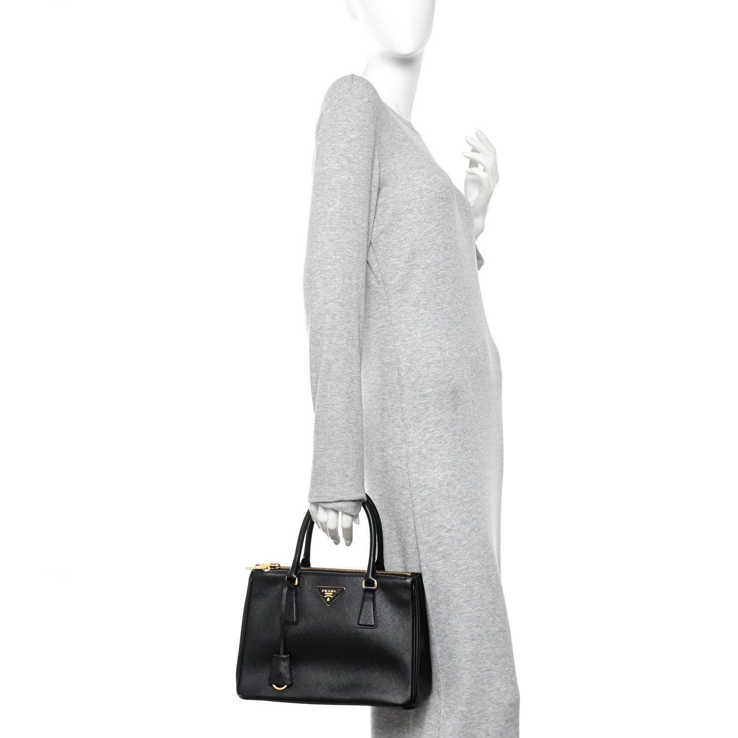 Prada Saffiano Small Galleria Double Zip Tote Black 2 of 9