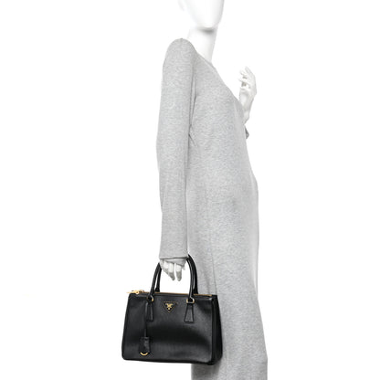 Prada Saffiano Small Galleria Double Zip Tote Black 2 of 9