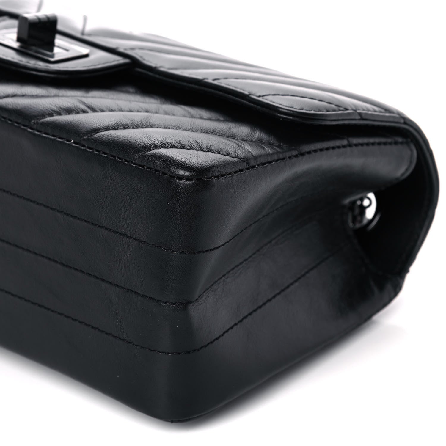 Chanel Aged Calfskin Chevron Quilted 2.55 Reissue Mini Flap So Black 9 of 10