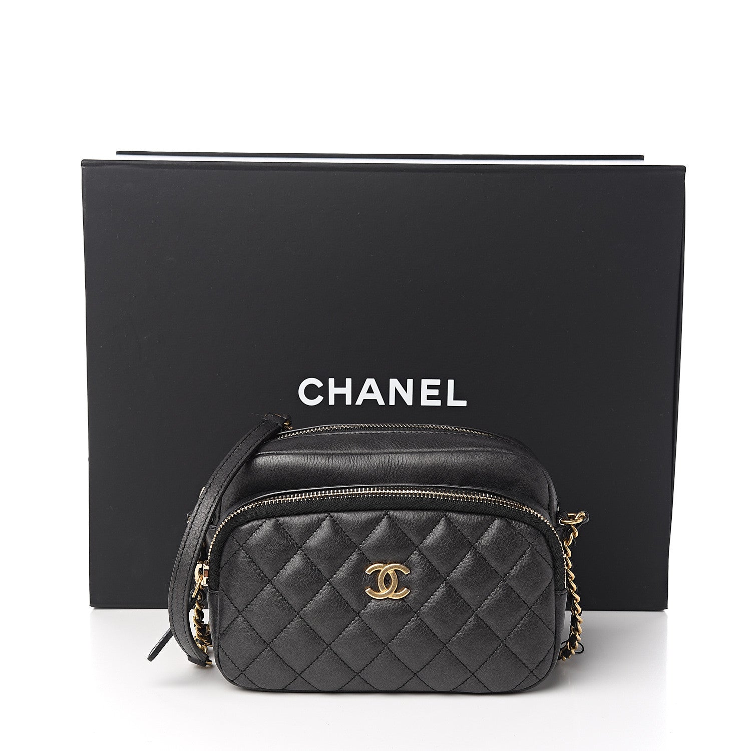 Chanel Calfskin Quilted Day Trips Camera Case Black 11 of 11