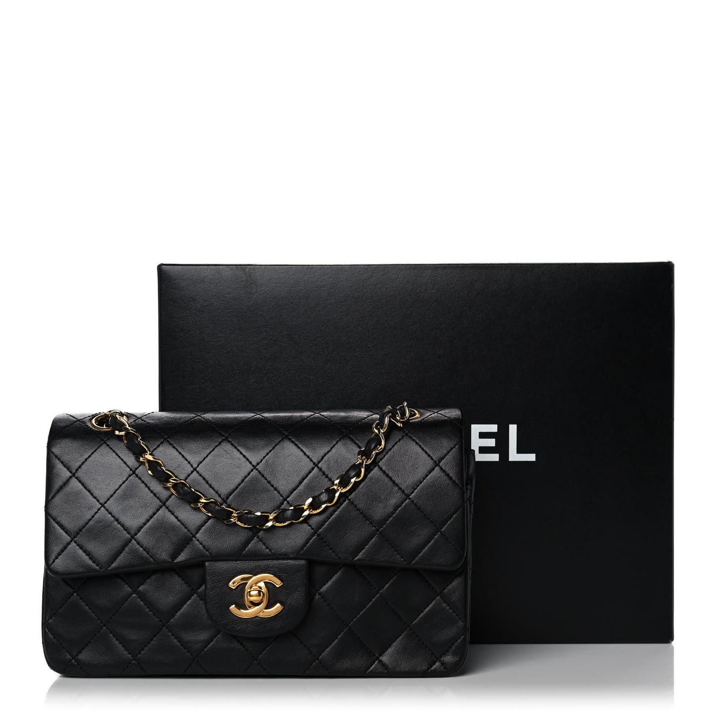 Lambskin Quilted Small Double Flap Black