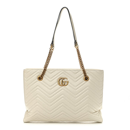 Gucci Vintage Calfskin Matelasse Medium GG Marmont Slim Tote White 1 of 9