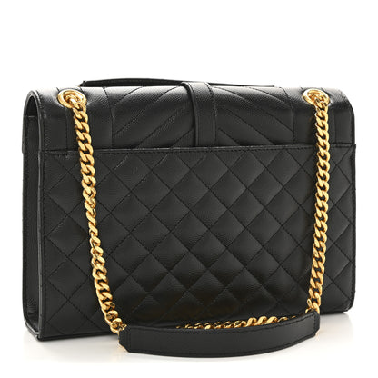 Saint Laurent Grain De Poudre Textured Mixed Matelasse Triquilt Medium Monogram Satchel Black 3 of 11