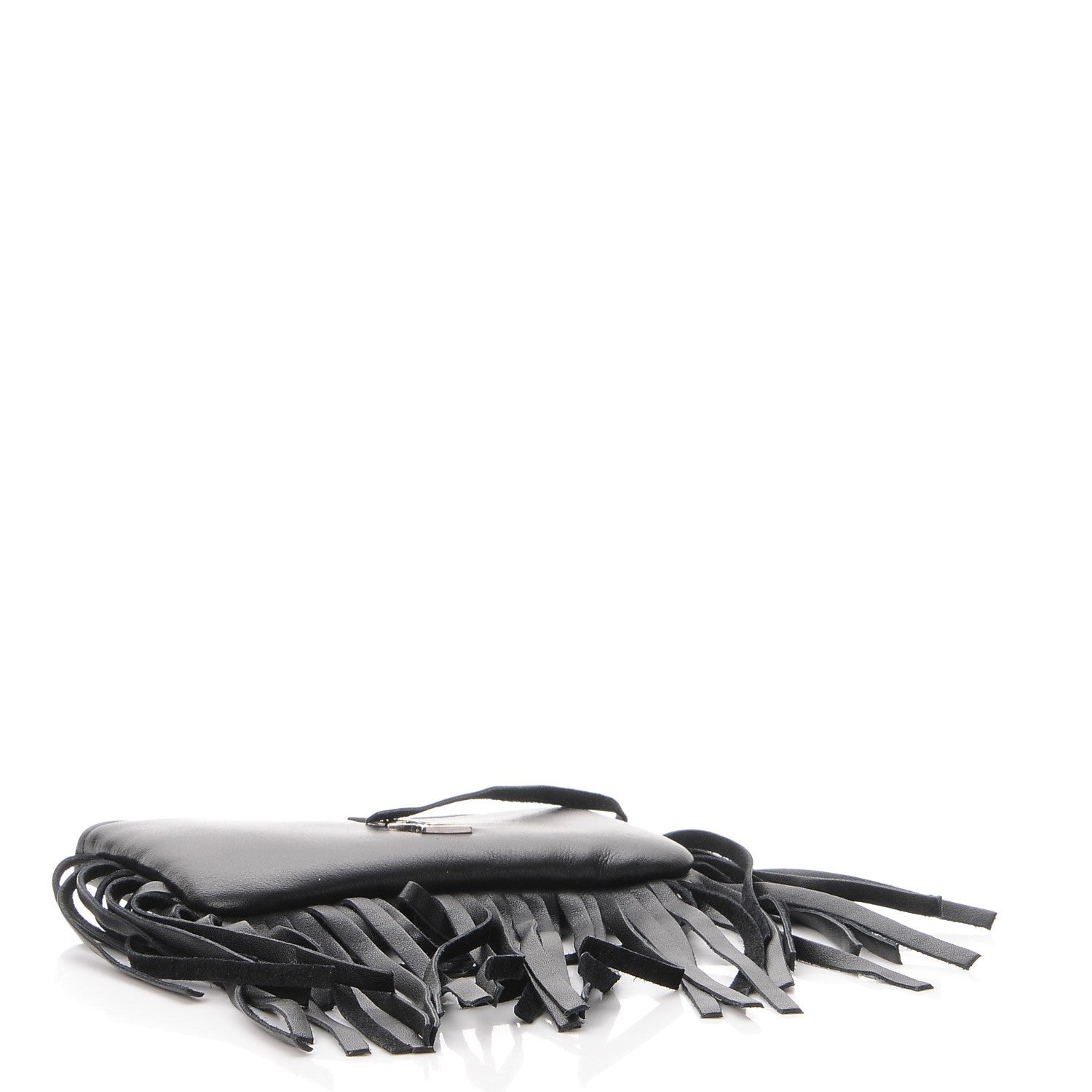 Saint Laurent Calfskin Monogram Small Fringe Key Pouch Black 4 of 8