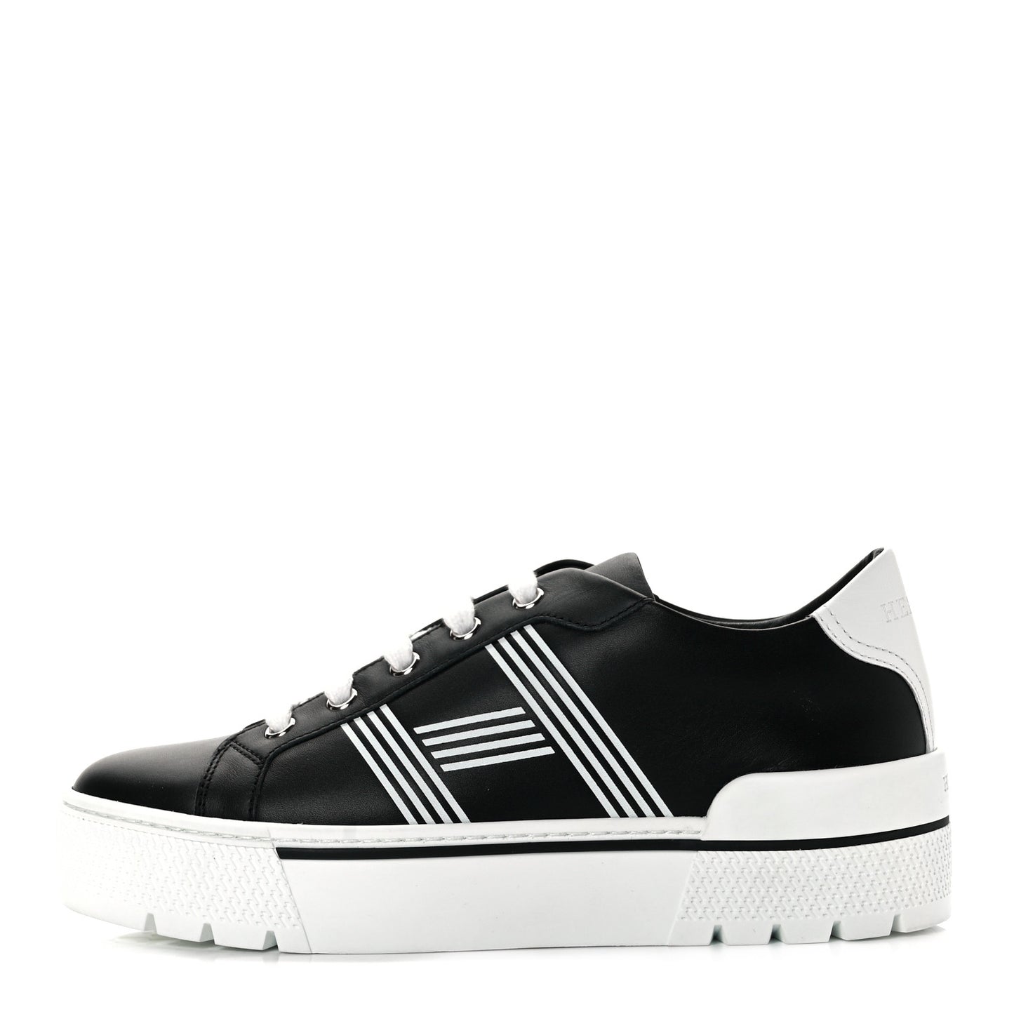 Calfskin Womens Dare Sneakers 36.5 Black White