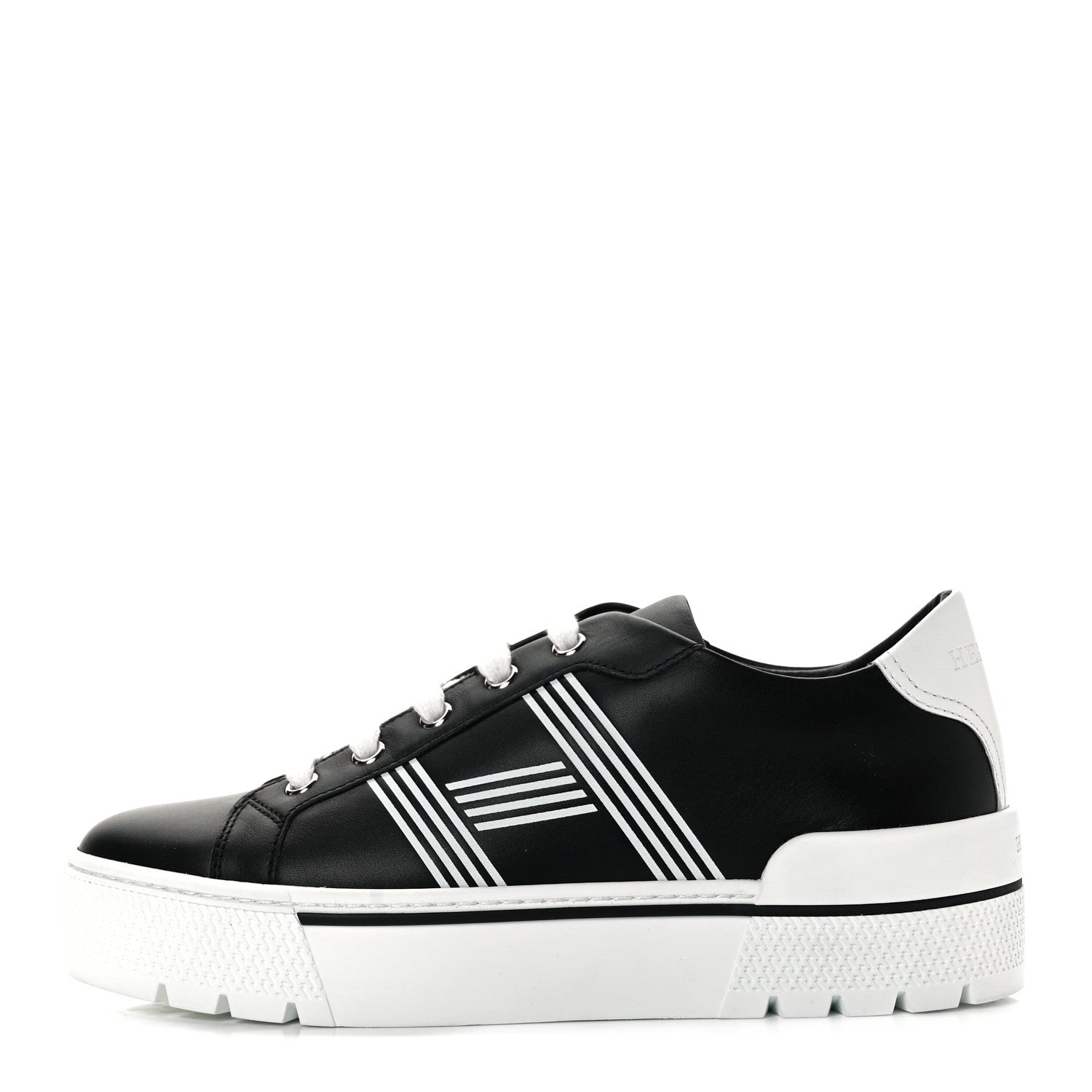 Hermes Calfskin Womens Dare Sneakers 36.5 Black White 2 of 18