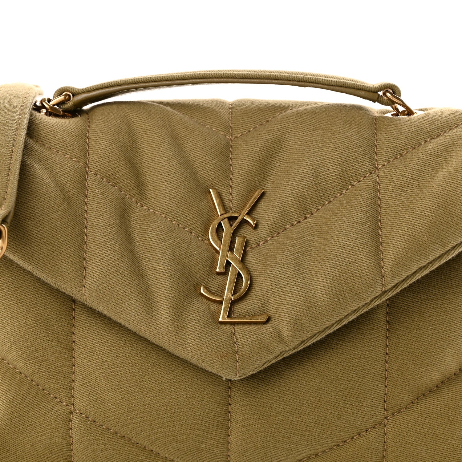 Saint Laurent Canvas Quilted Toy Loulou Puffer Monogram Chain Satchel Fir Green 8 of 10