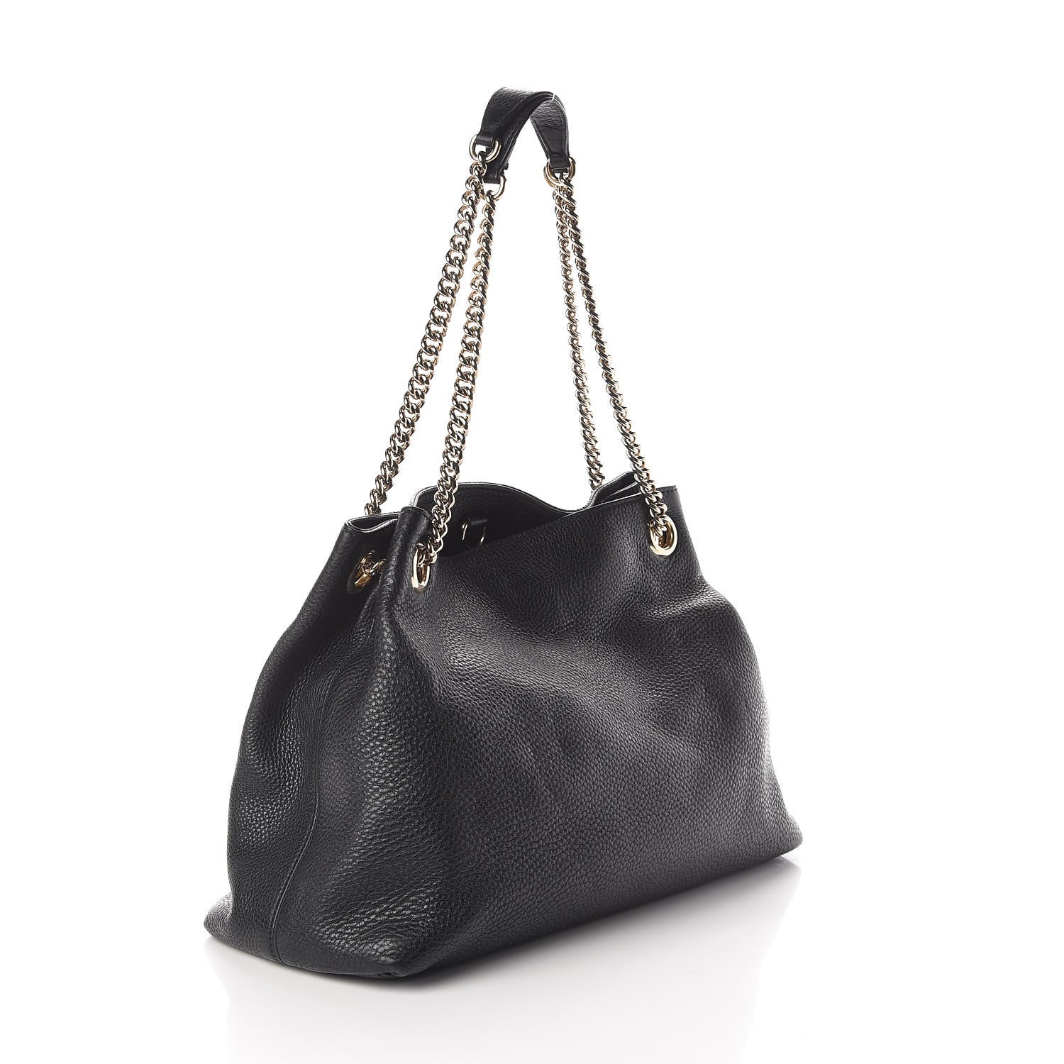 Gucci Pebbled Calfskin Medium Soho Chain Shoulder Bag Black 3 of 9