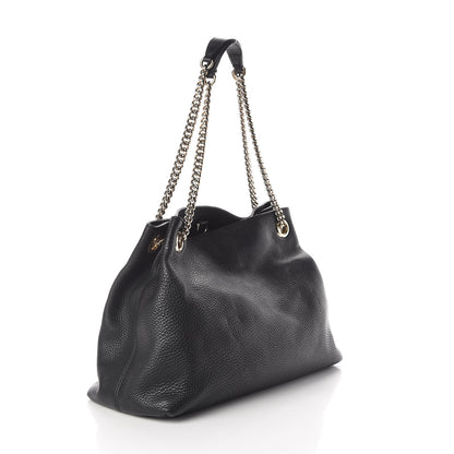 Gucci Pebbled Calfskin Medium Soho Chain Shoulder Bag Black 3 of 9