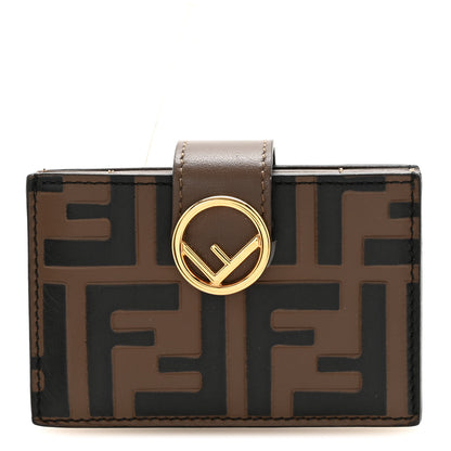 Fendi Vitello Liberty F is Fendi Bi-Color FF 1974 Embossed Gusseted Card Holder Maya Black 1 of 9