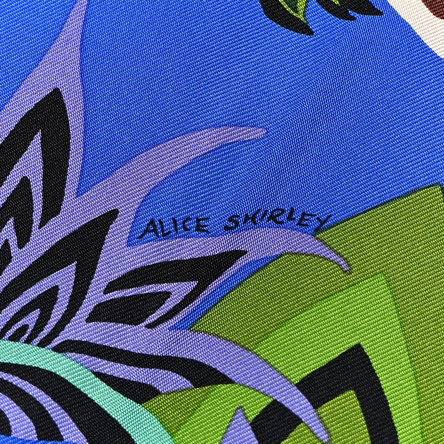 Silk The Three Graces Scarf 90 Bleu Vif Marron Vert