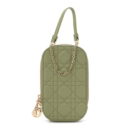 Christian Dior Lambskin Cannage Lady Dior Phone Holder Green 1 of 11