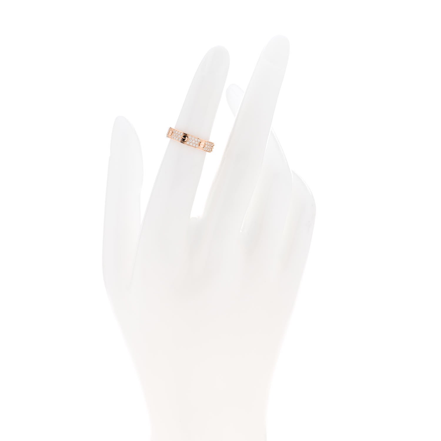Cartier 18K Pink Gold Diamond 4mm LOVE Wedding Paved Band Ring 47 4 2 of 5