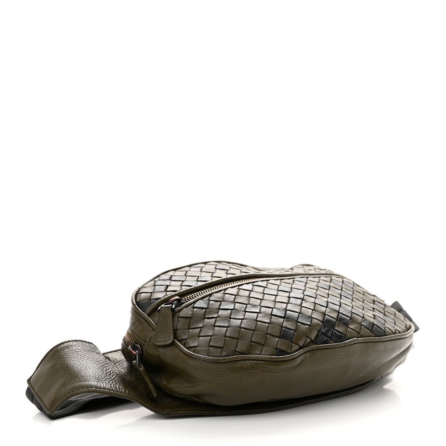 Nappa Intrecciato Belt Bag Khaki Black