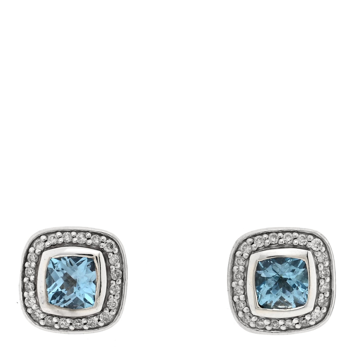 Sterling Silver Diamond Blue Topaz 5mm Petite Albion Earrings