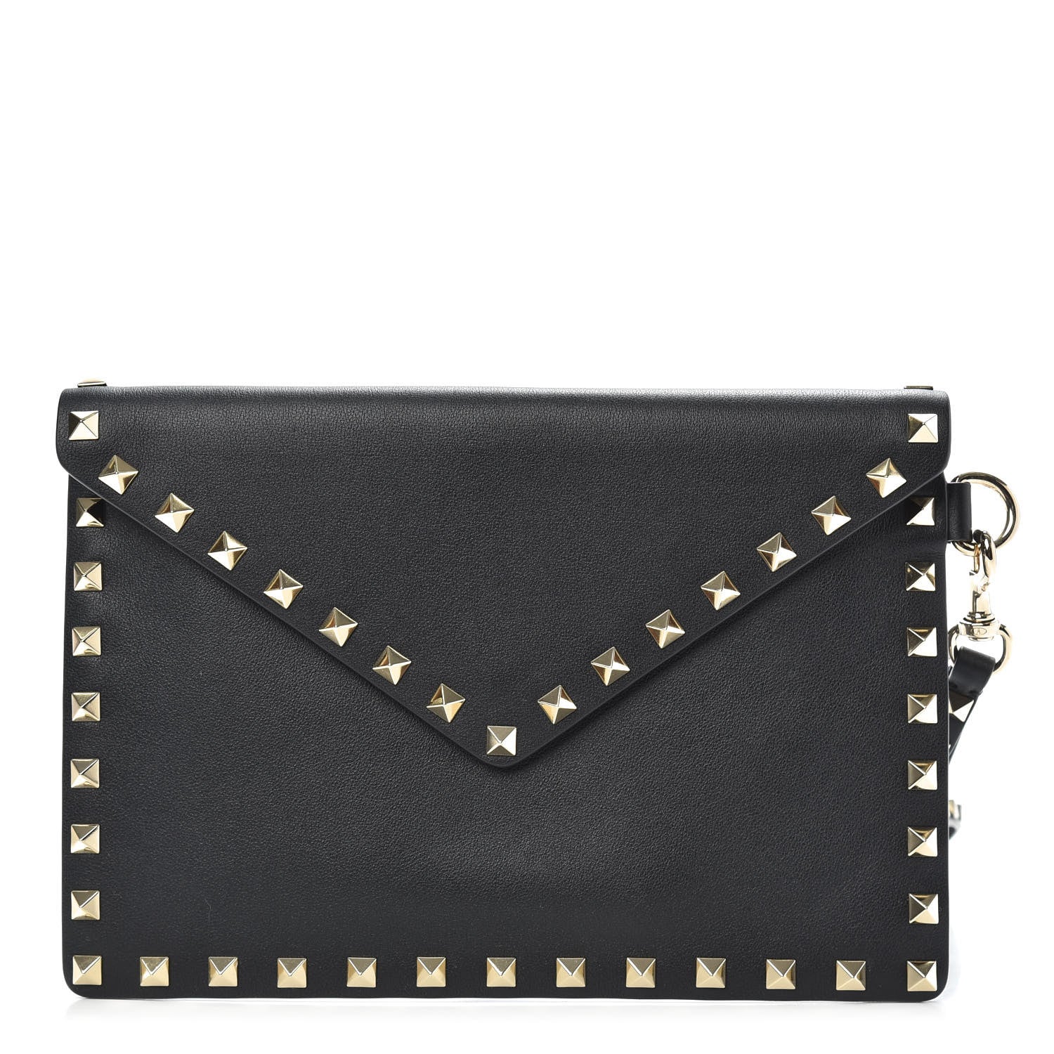 Valentino Garavani Vitello Medium Rockstud Envelope Flat Wristlet Pouch Black 1 of 6