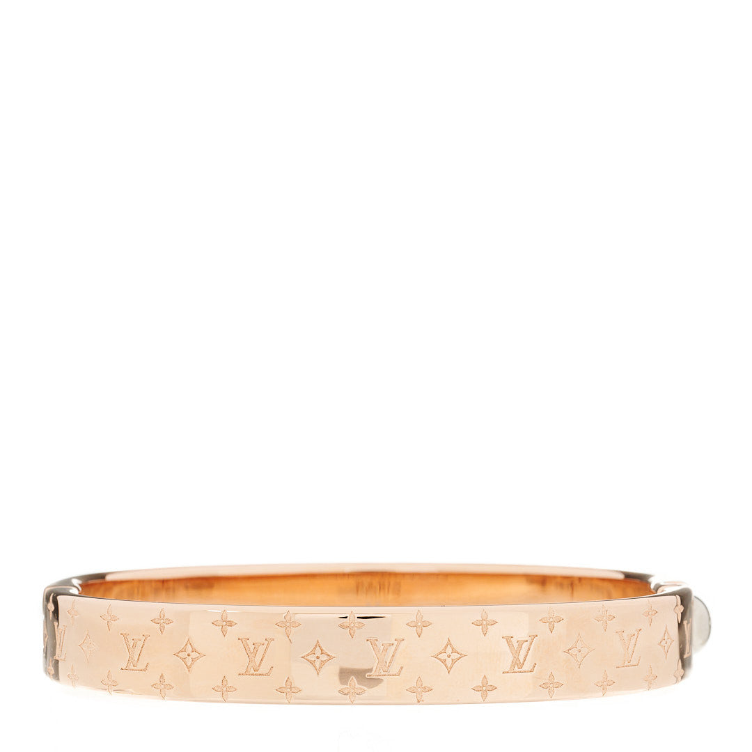 Louis Vuitton Brass Monogram Nanogram Cuff S Gold Pink 2 of 4
