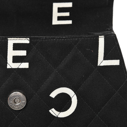 Chanel Canvas Quilted Letter Printed Flap Black 9 of 11