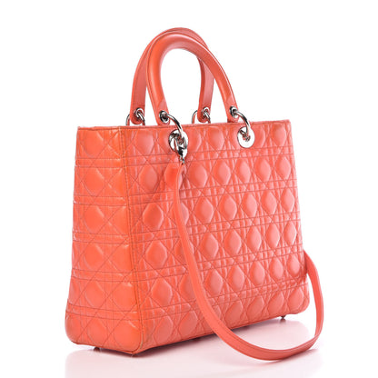 Christian Dior Lambskin Cannage Large Lady Dior Coral 4 of 16
