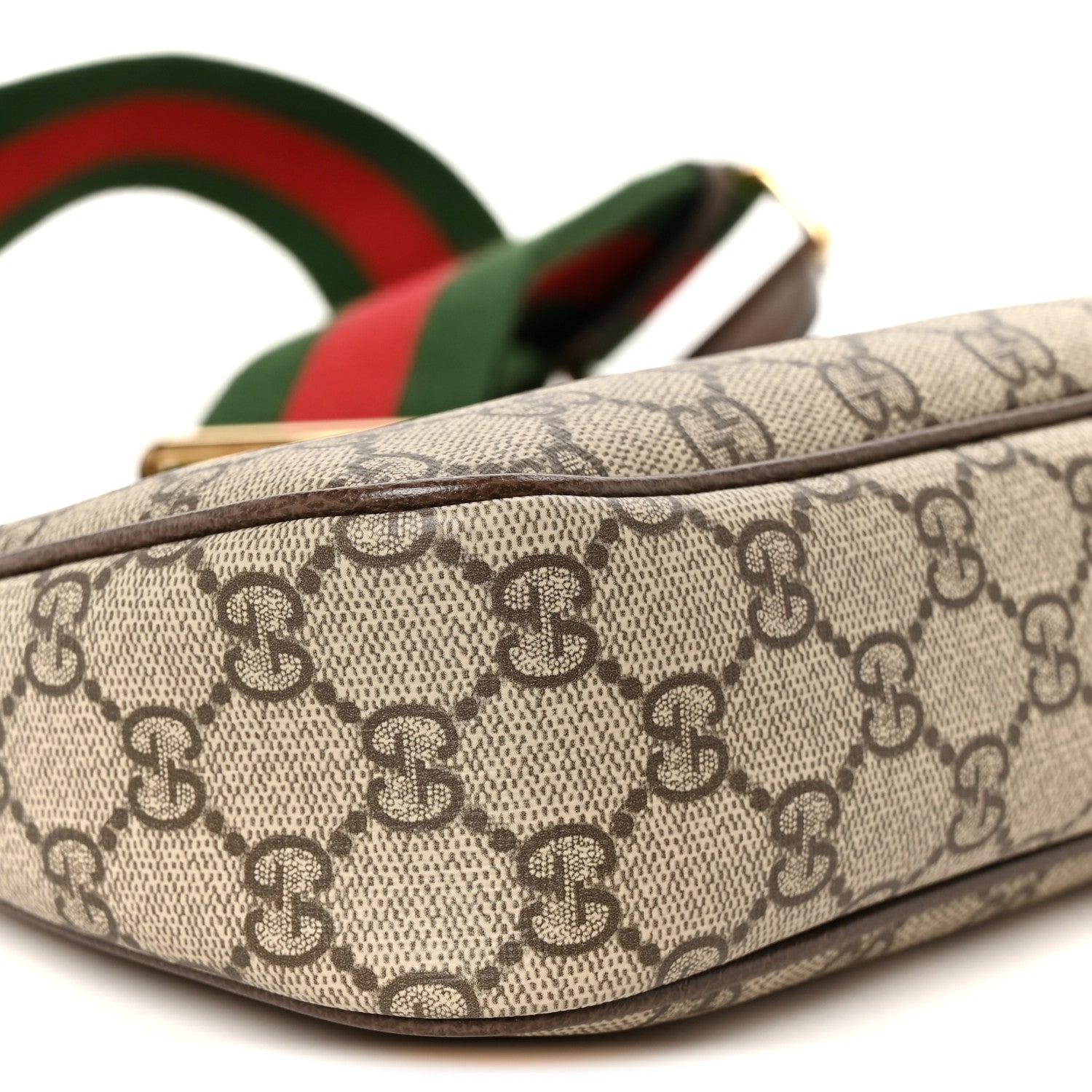Gucci GG Supreme Monogram Textured Dollar Calfskin Web Small Ophidia GG Handbag Beige Ebony New Acero 10 of 11