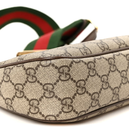 Gucci GG Supreme Monogram Textured Dollar Calfskin Web Small Ophidia GG Handbag Beige Ebony New Acero 10 of 11
