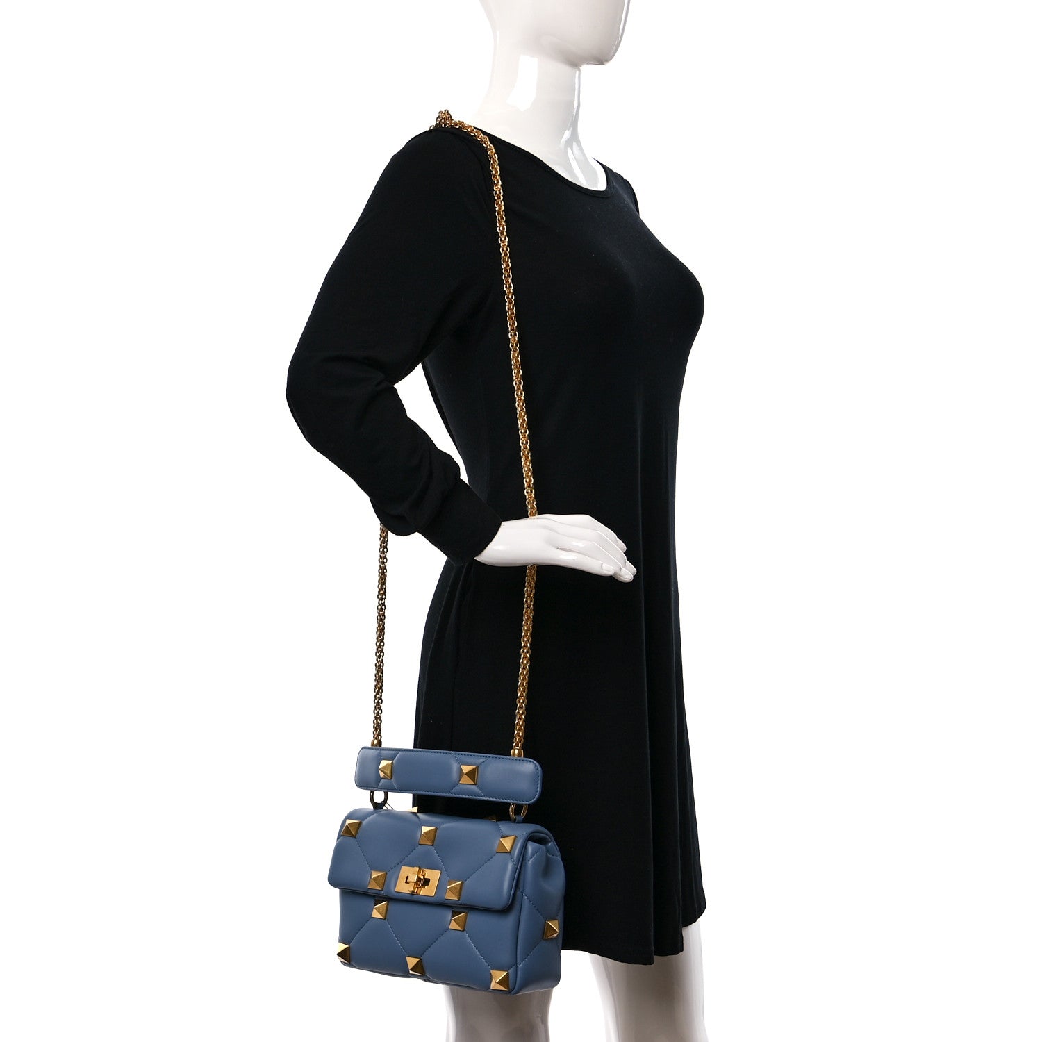 Valentino Garavani Nappa Medium Roman Stud Shoulder Bag Niagara 2 of 11