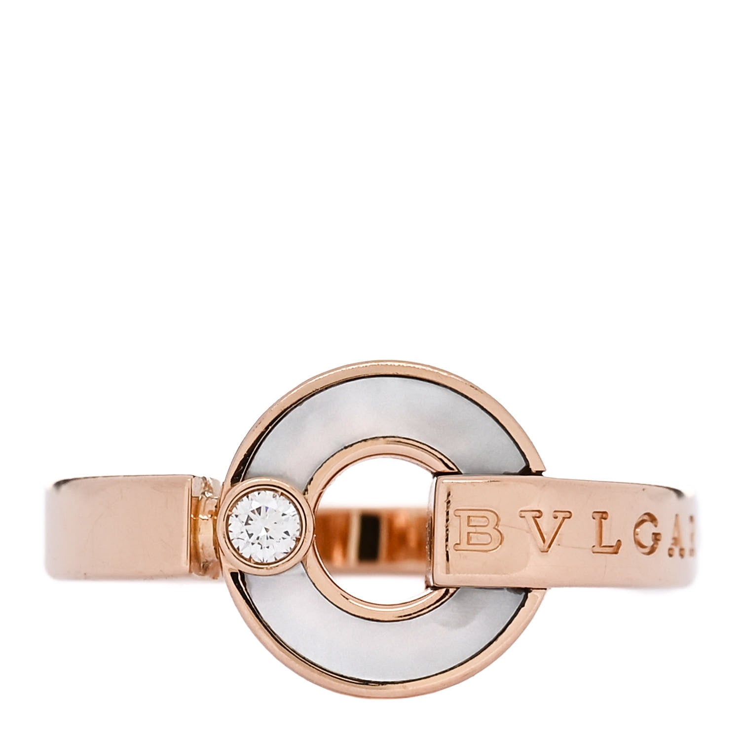 Bulgari 18K Rose Gold Diamond Mother of Pearl BVLGARI BVLGARI Ring 53 6.25 1 of 6