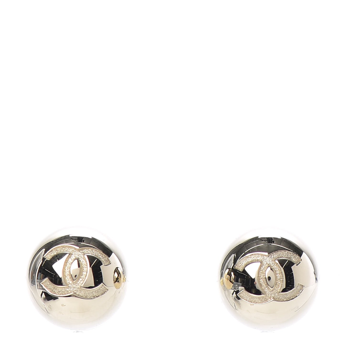 Metal Bead CC Stud Earrings Gold