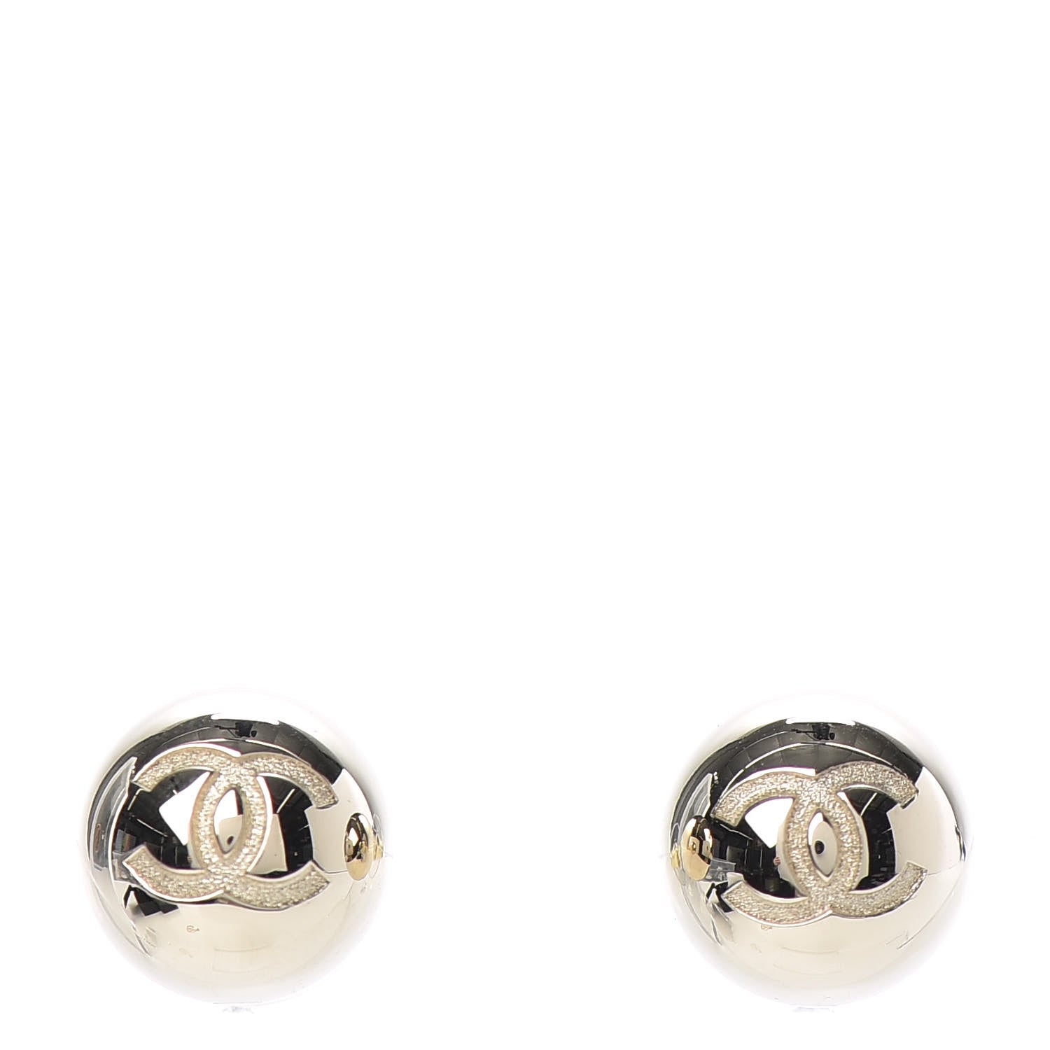 Chanel Metal Bead CC Stud Earrings Gold 1 of 4