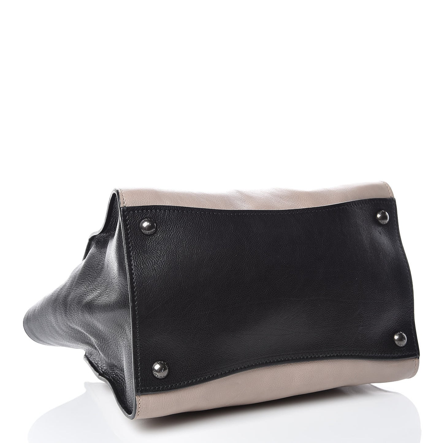 Glace Calf Bi-Color Twin Pocket Tote Pomice Black